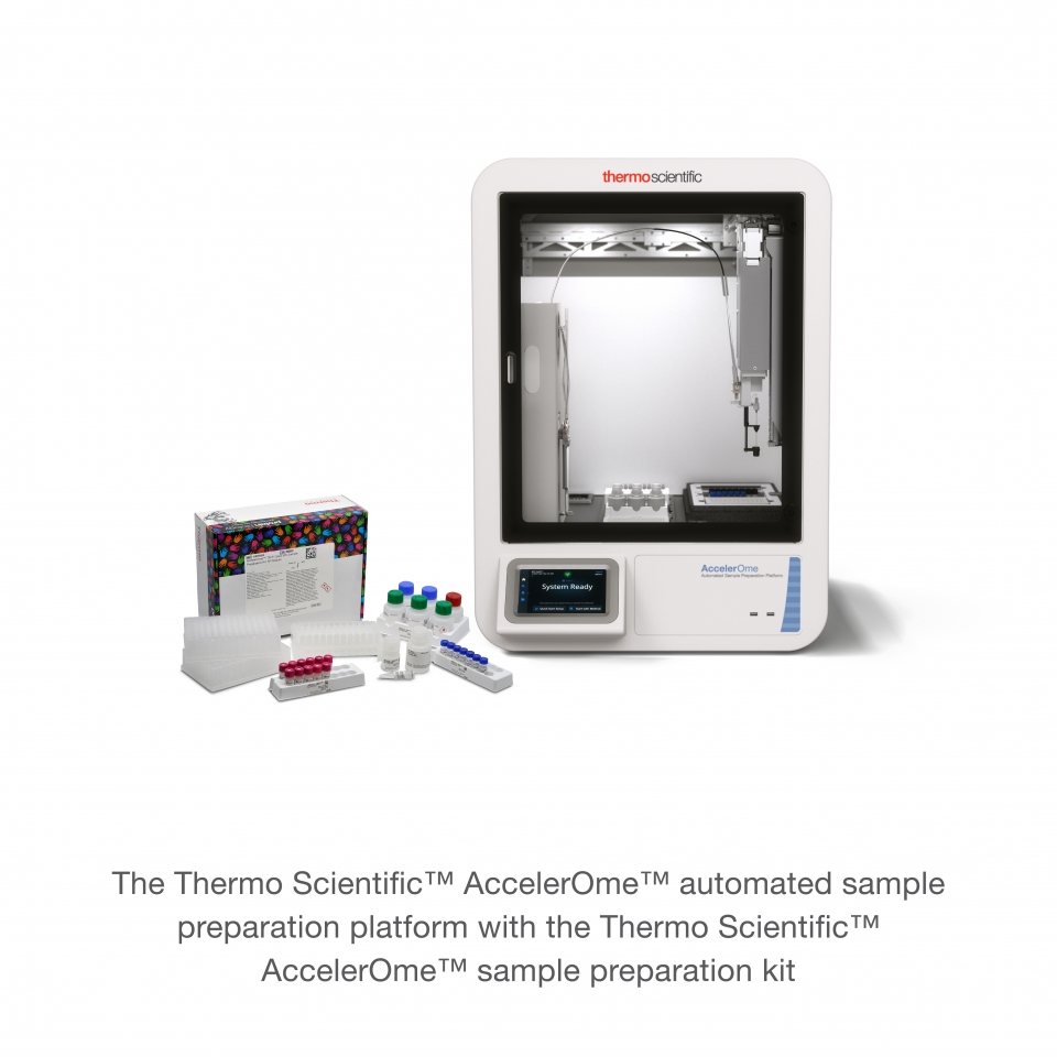 Thermo Scientific AccelerOme 자동 시료 전처리 플랫폼과 Thermo Scientific AccelerOme 자동 시료 전처리 킷(사진=써모 피셔 사이언티픽)